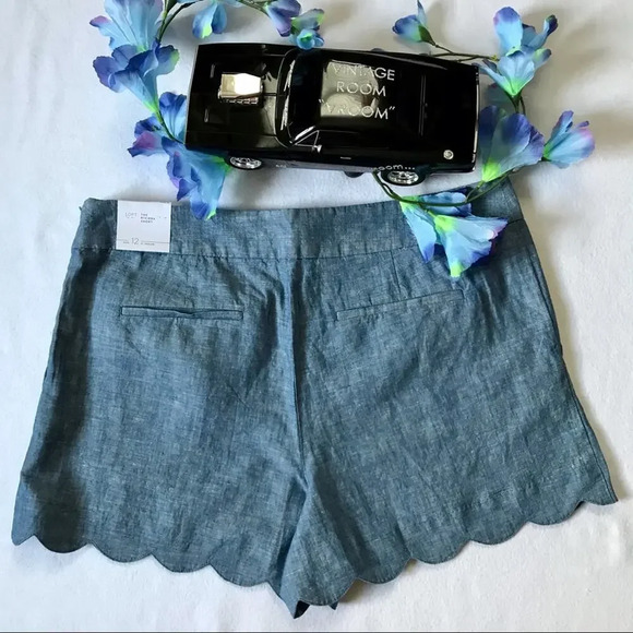 LOFT NWT Denim Scallop Short Women Various - Picture 6 of 9